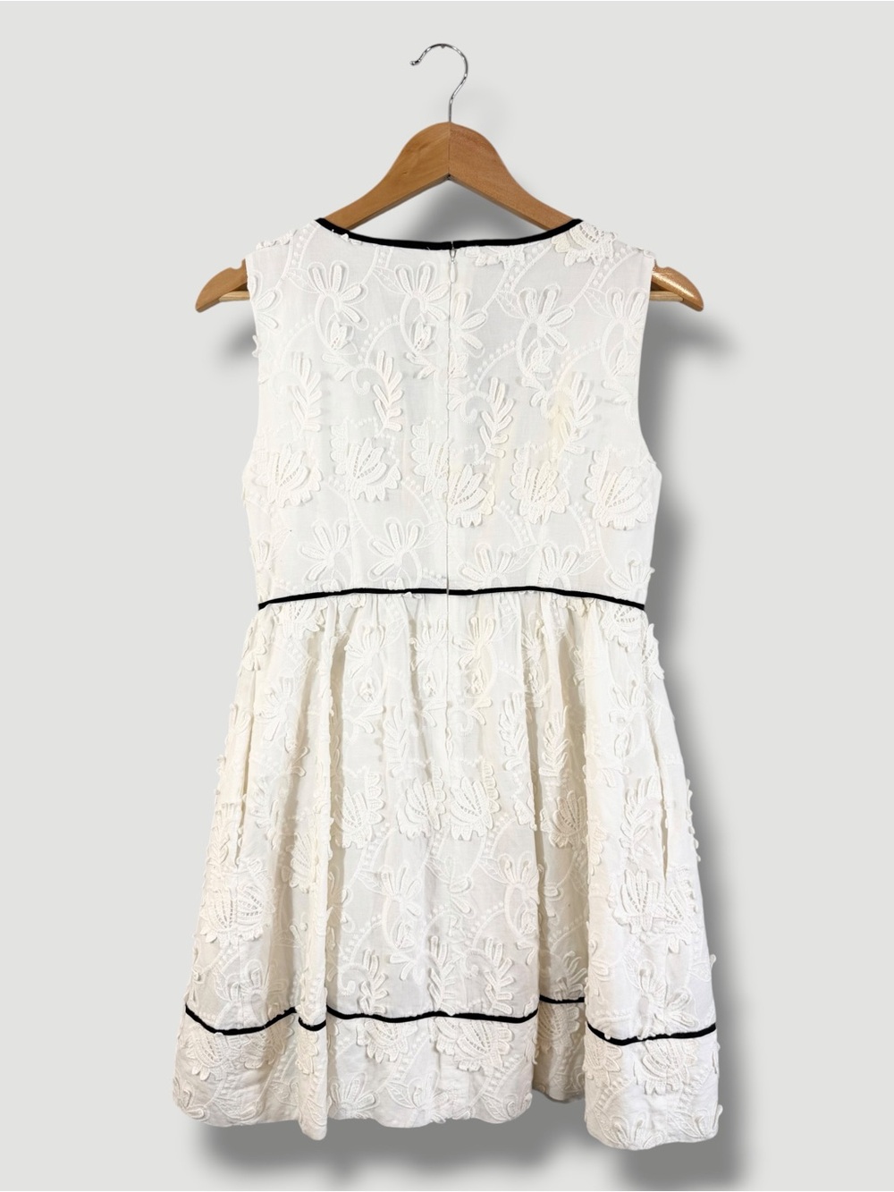 Anthropologie Wolven Tilly Dress Size SP White Black Fit & Flare Embroidered - Picture 9 of 10